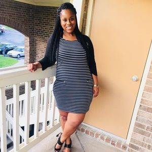 THE LIMITED: Striped black and white mini dress